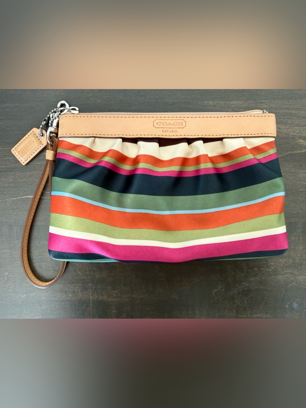 Coach Legacy Satin Striped Legacy Wristlet Clutch. Like New in Box! - Picture 4 of 10